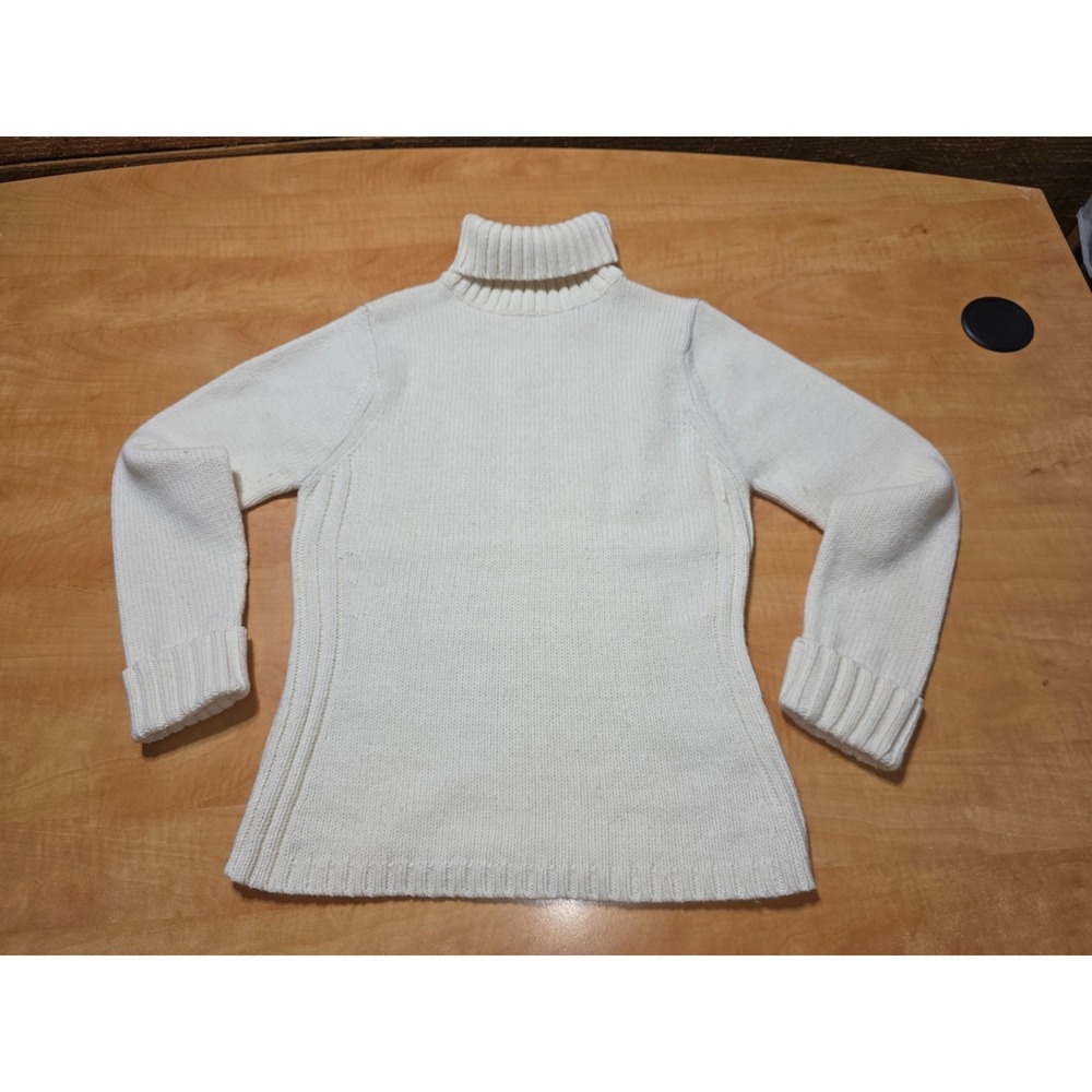 Apostrophe Petite Cream Wool Blend Turtleneck Sweater Womens Medium White Knit